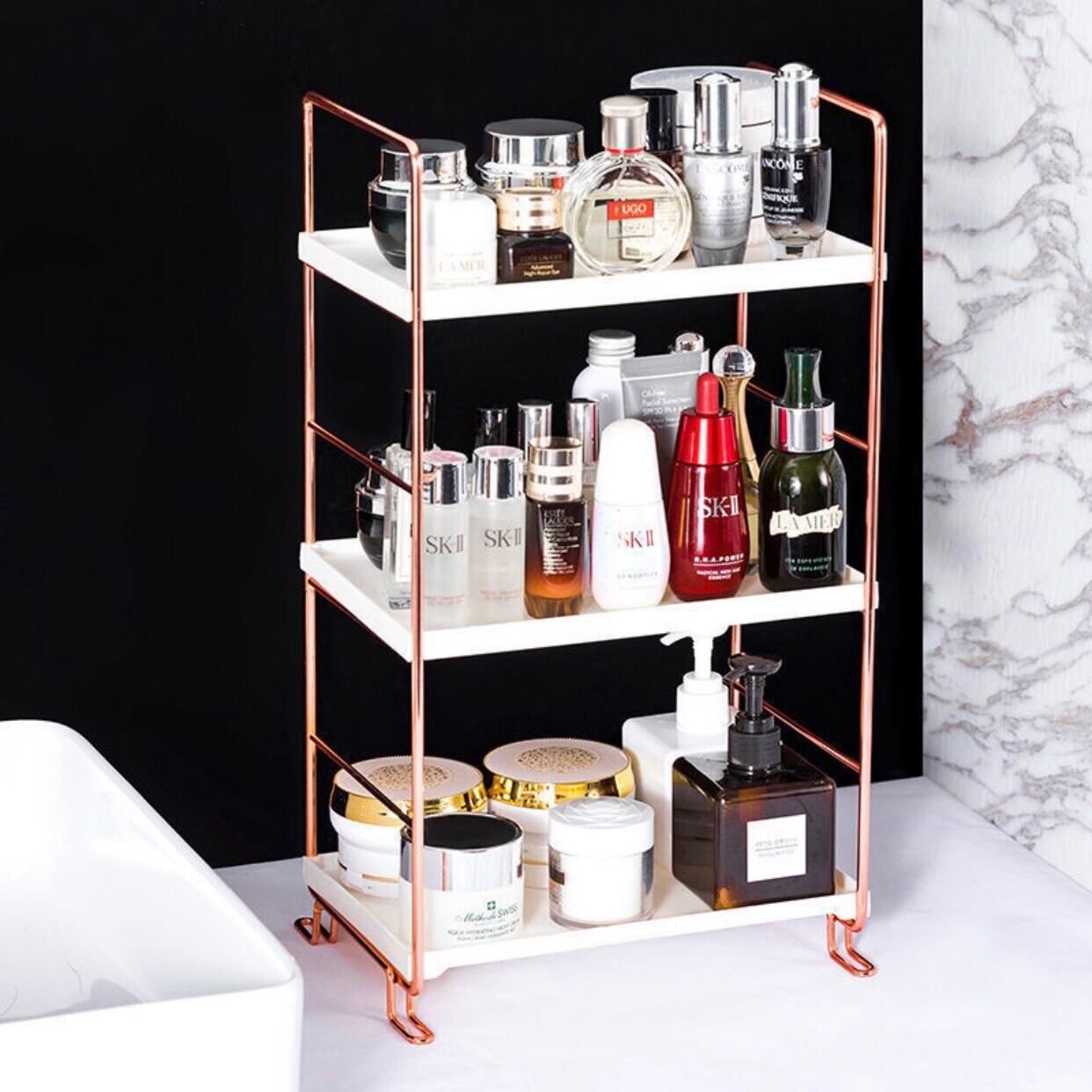 Kệ để đồ 2 - 3 tầng rose gold "sẵn hàng"
