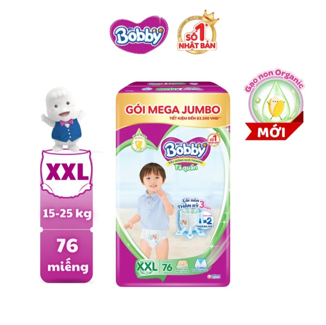 Tả quần bobby size xxl 76 .....tặng thêm 8 miếng gói gạo
non mới