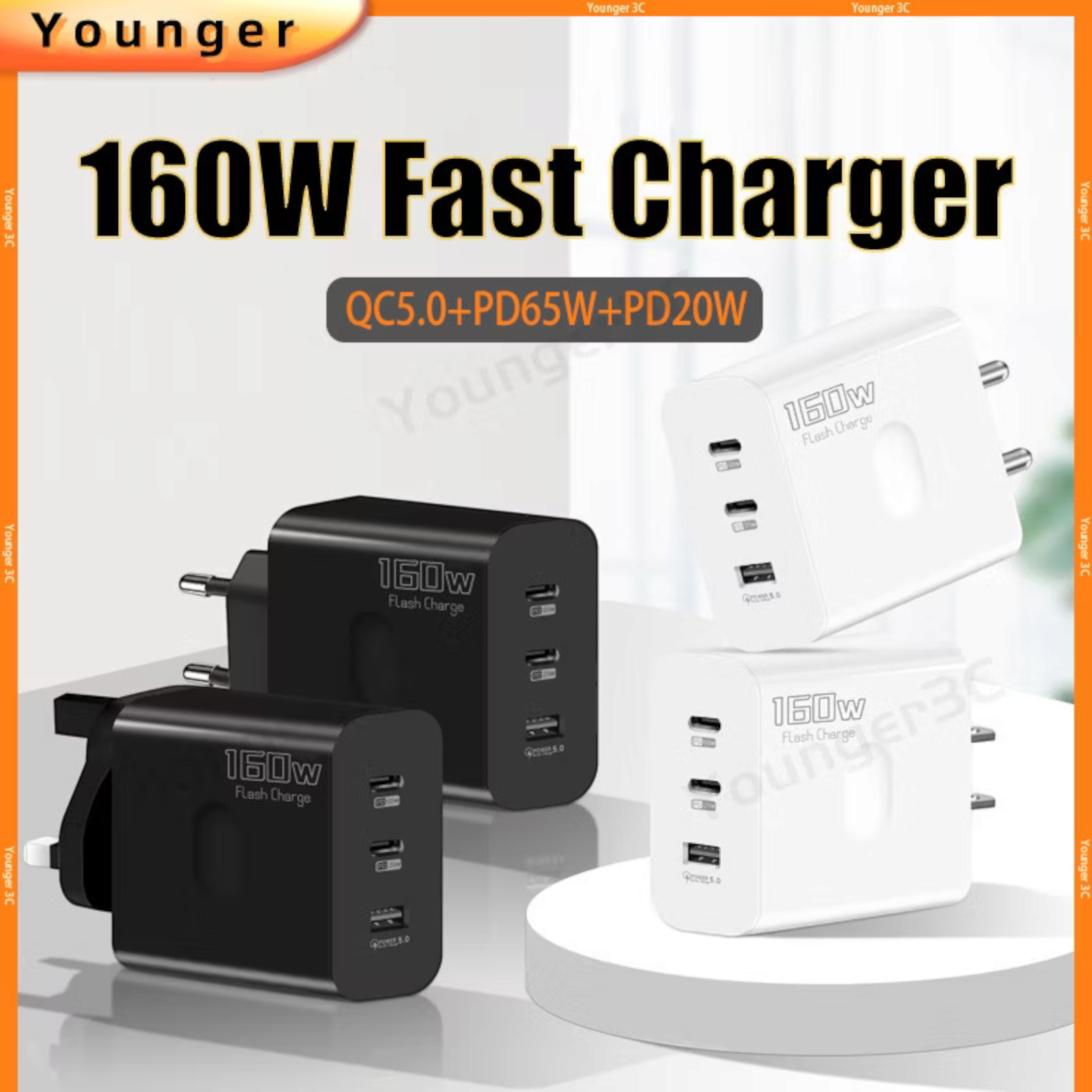 Củ sạc nhanh 160W với 2 cổng Type-C và 1 cổng USB