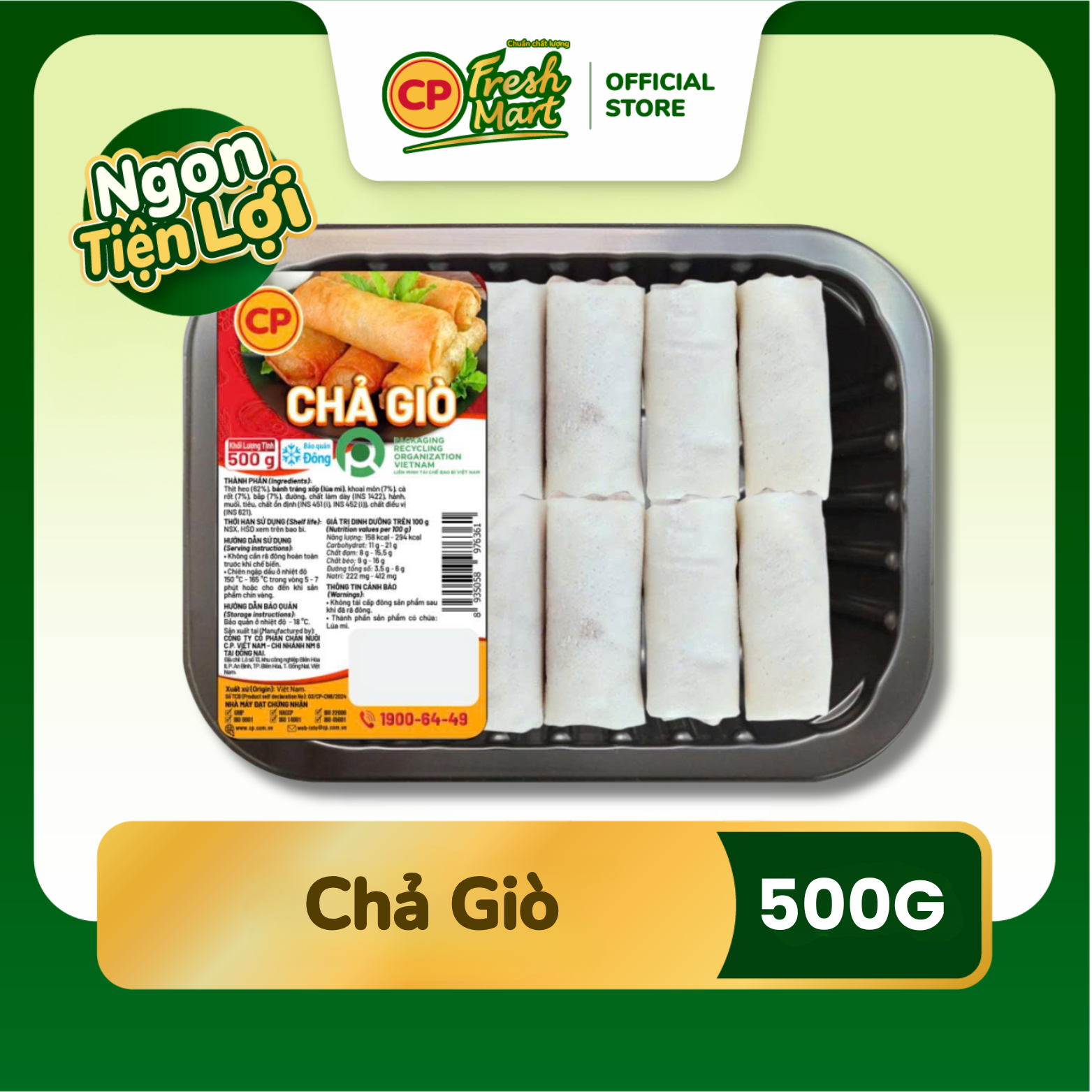 [NEW] Chả giò CP 500G - Ngon Tiện Lợi - Tiệc Nhanh Gọn - CP Fresh Mart