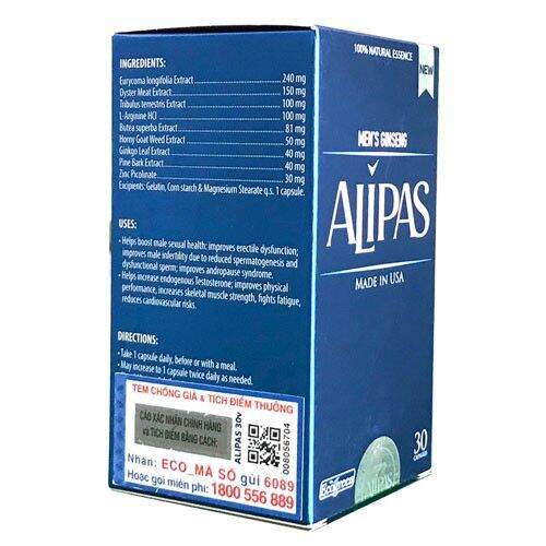 [HCM]Sâm Alipas Mới Hộp 30 Viên (Có Tem Tích Điểm Chính Hãng)