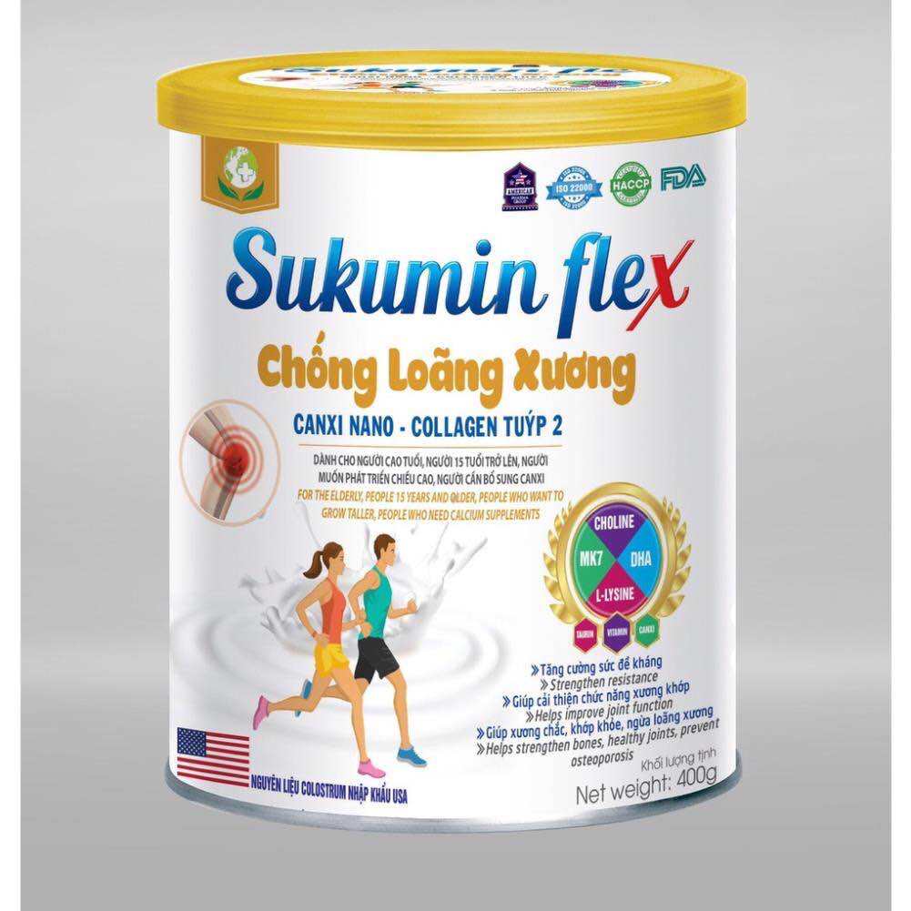 900g Sữa canxi SUKUMIN FLEX chống loãng xương - Canxi nano - Nano collagen giúp xương chắc khỏe - Colostrum nhập khẩu Mỹ