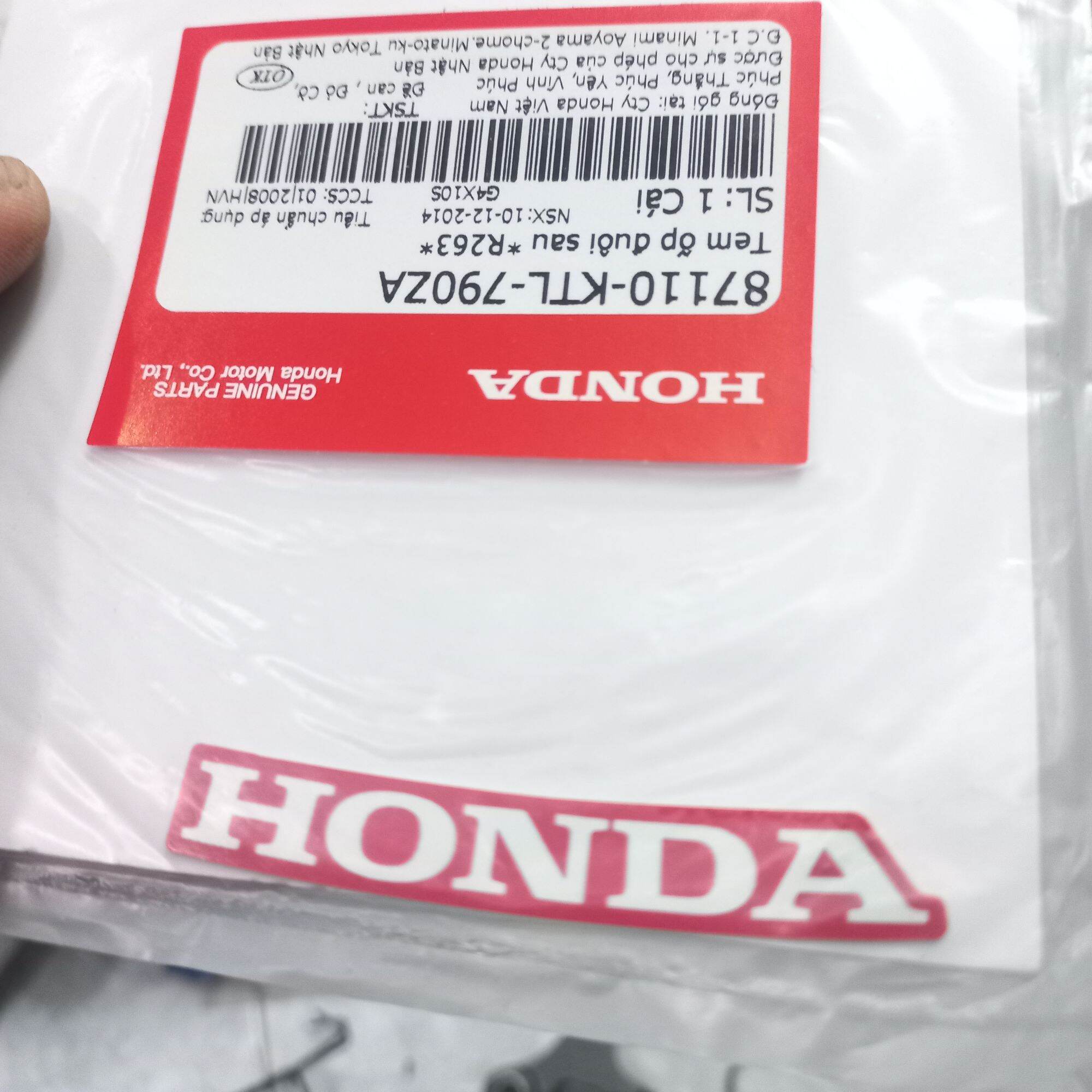 Tem Chữ Honda màu đỏ dán dè sau