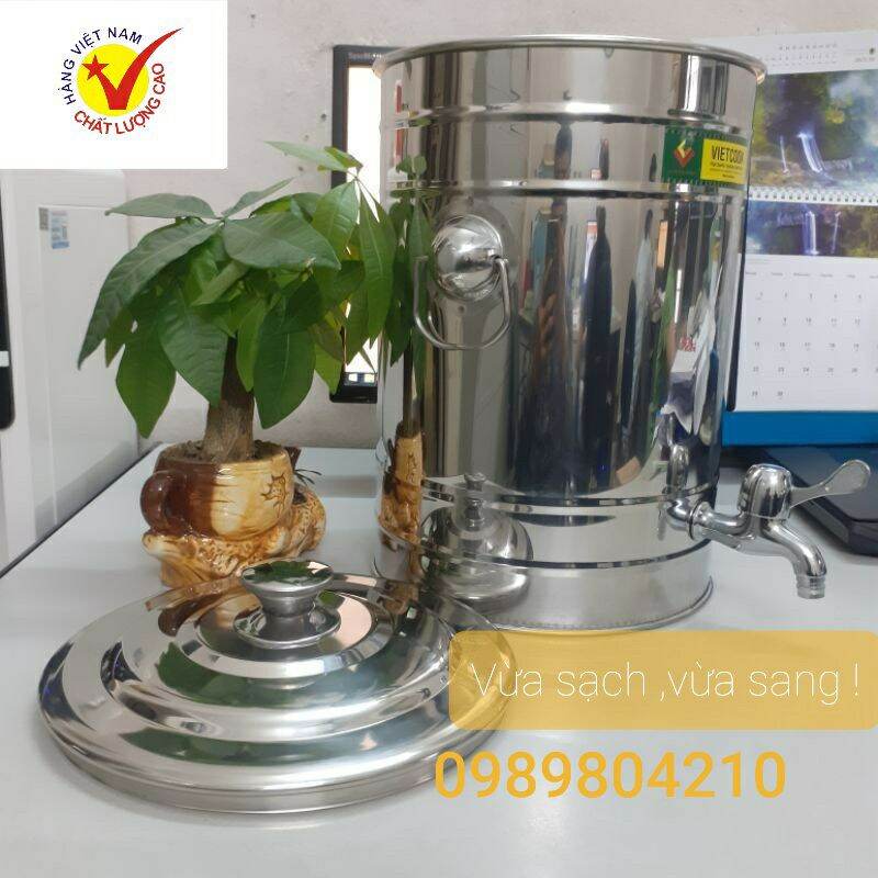 Bình đựng nước inox cao cấp sus 304 size 20 lit (có vòi inox)