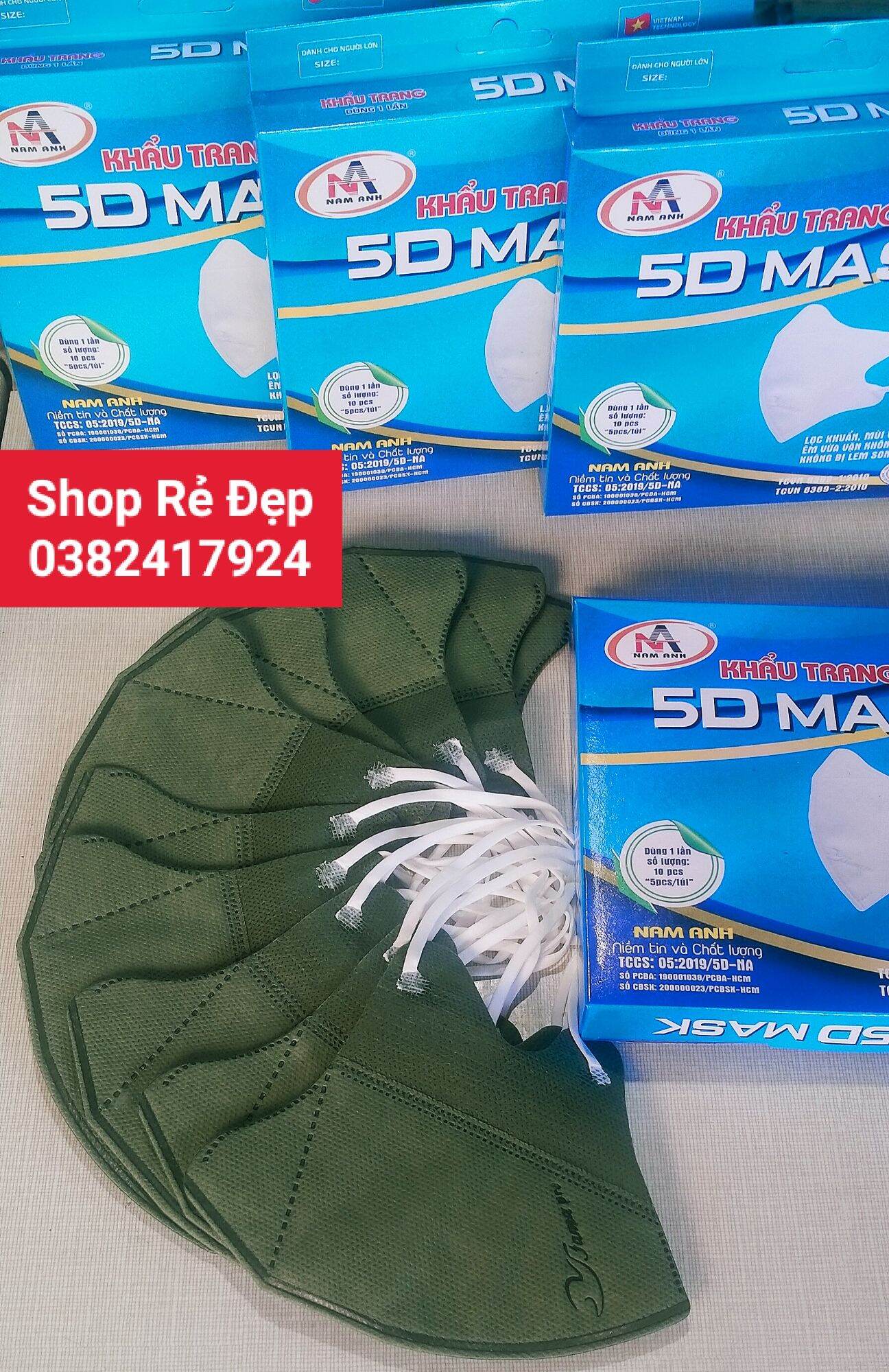 Combo 10 hộp khẩu trang y tế 5D quai thun. mỗi hộp 10 cái. có đủ màu được mix màu. hãng Nam Anh famapro