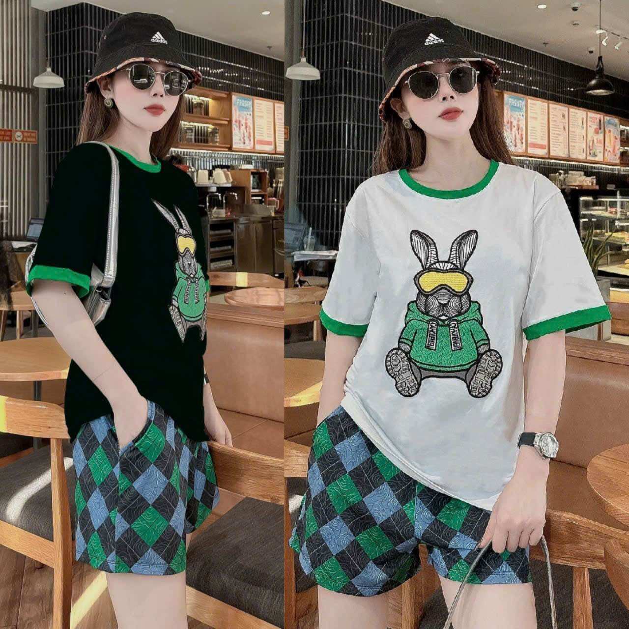 SÉT BỘ SHORT THÊU LÔ GÔ Q CHÂU CAO CẤP