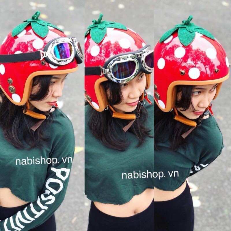 [HCM]Mũ bảo hiểm 3/4 trái dâu ( hàng chính hãng cao cấp )