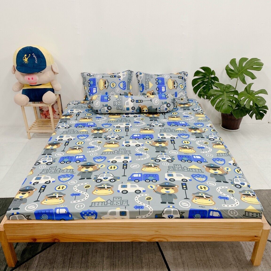 Bộ ga trải giường 4 món drap áo gối thun lạnh hàn quốc