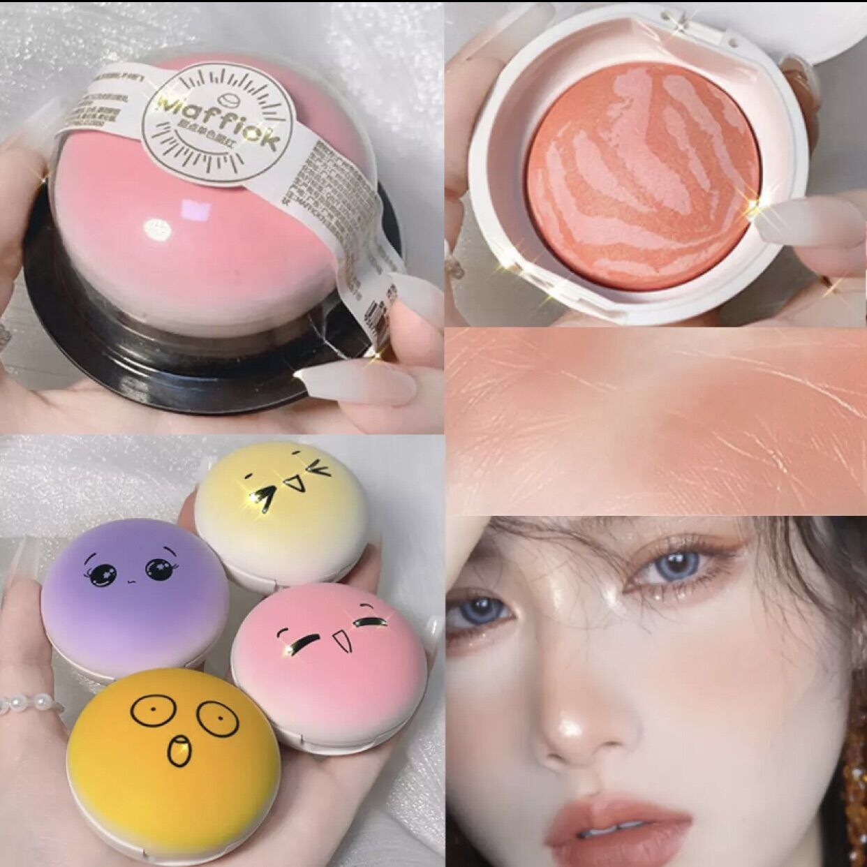 Maffick má hồng 4ubảng phấn má 6 màu má hồng tạo khối má hồng makeup tone hàn xinh