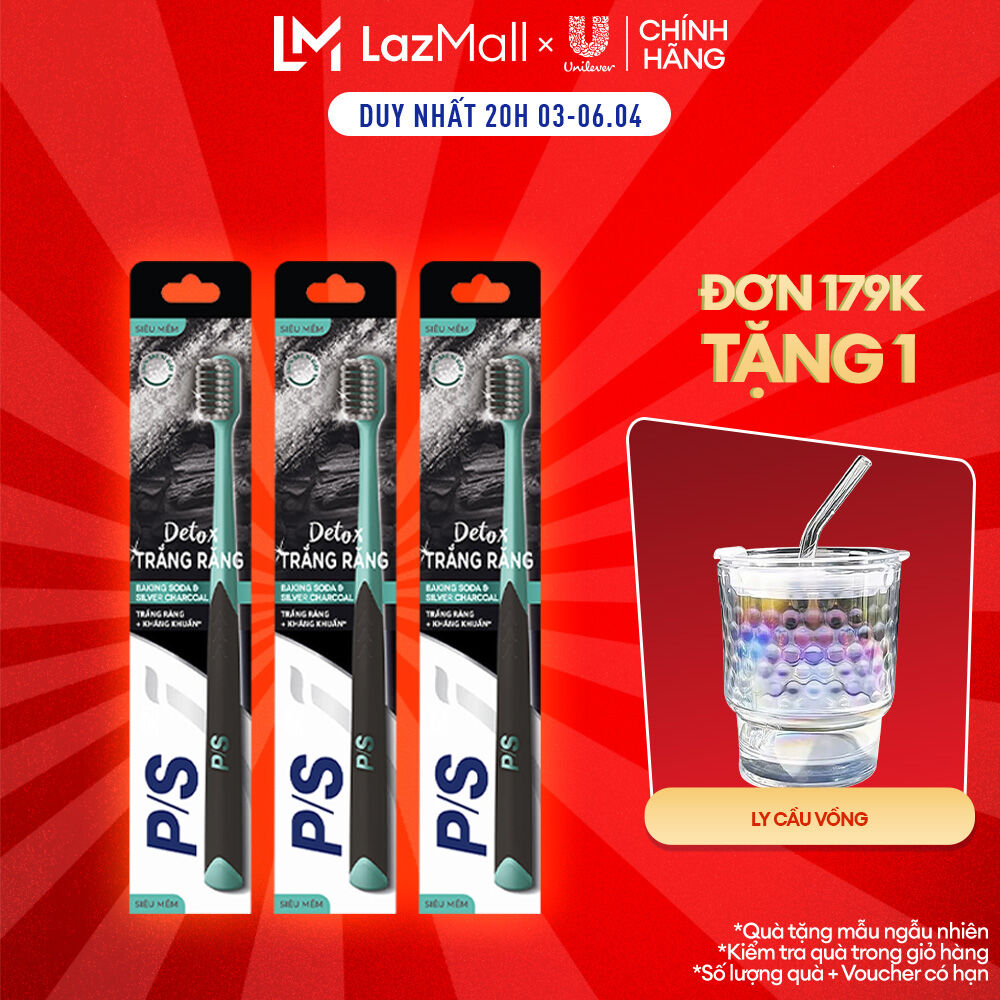 Combo 3 bàn chải P/S Detox trắng răng (mới)