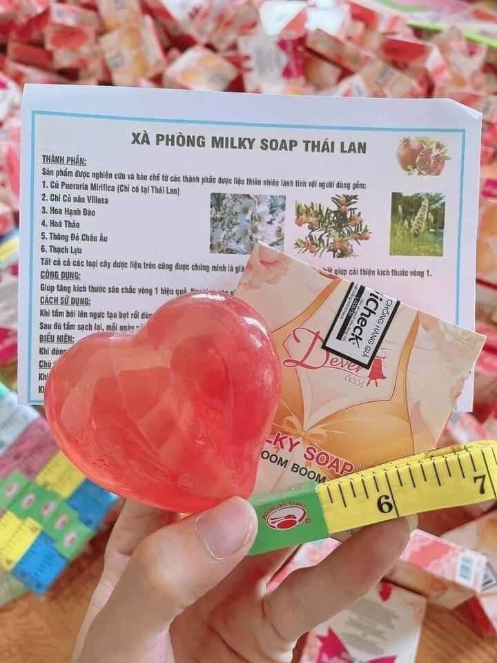 Xà phòng nở ngực Milky Soap Thái Lan (tặng dây đo + túi lưới)