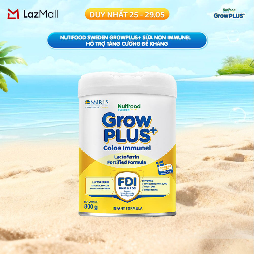 Sữa Bột Nutifood Sweden GrowPLUS+ Sữa Non Immunel từ 0 - 12 tháng lon 800 g (Bao bì tuỳ lô hàng)