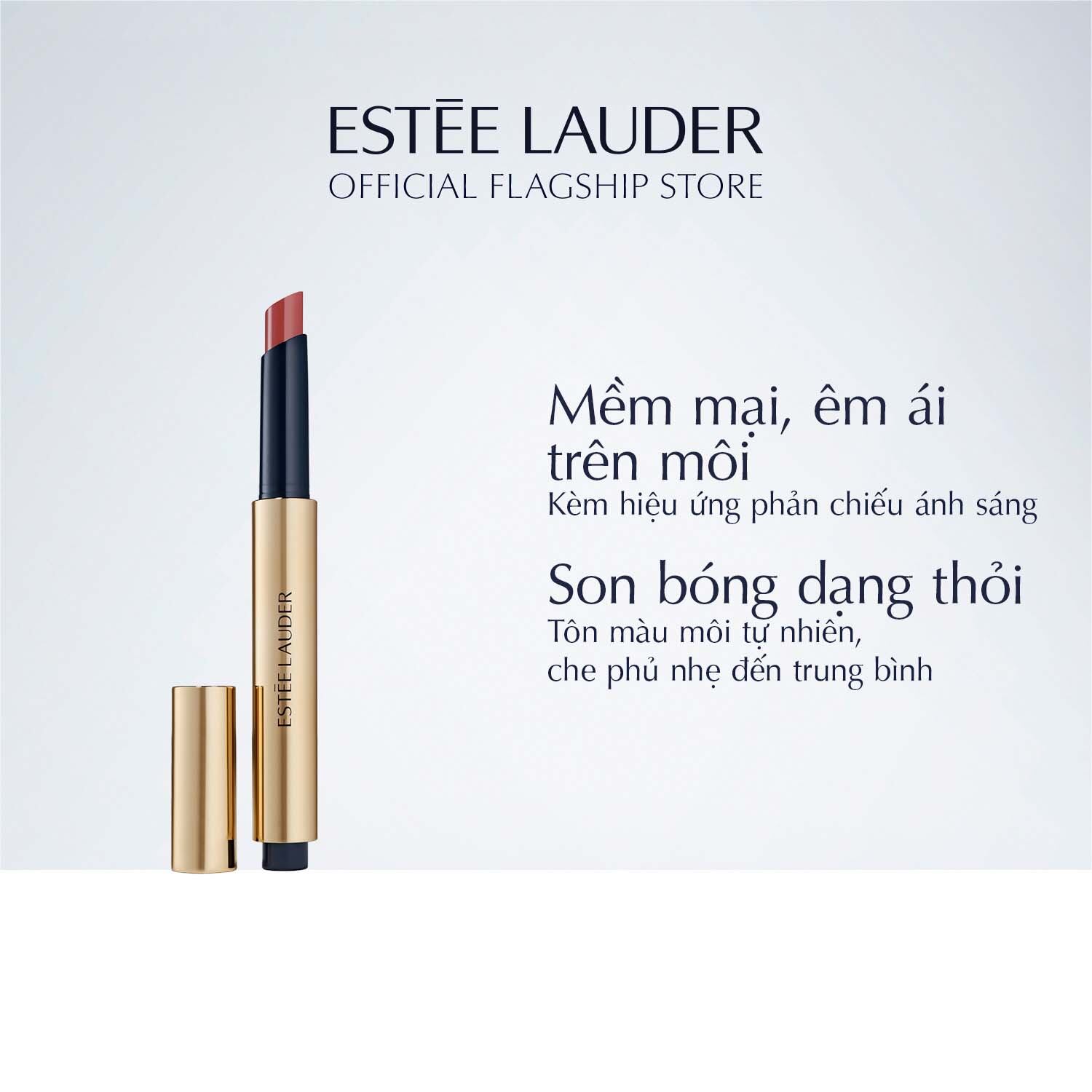   Mới  Estee Lauder Pure Color Melt-On Glosstick 1.8g • Son bóng dạng thỏi với độ bóng phản chiếu như gương hiệu ứng làm đầy môi đầy quyến rũ và mang đến cảm giác mềm mại êm ái như lụa. 