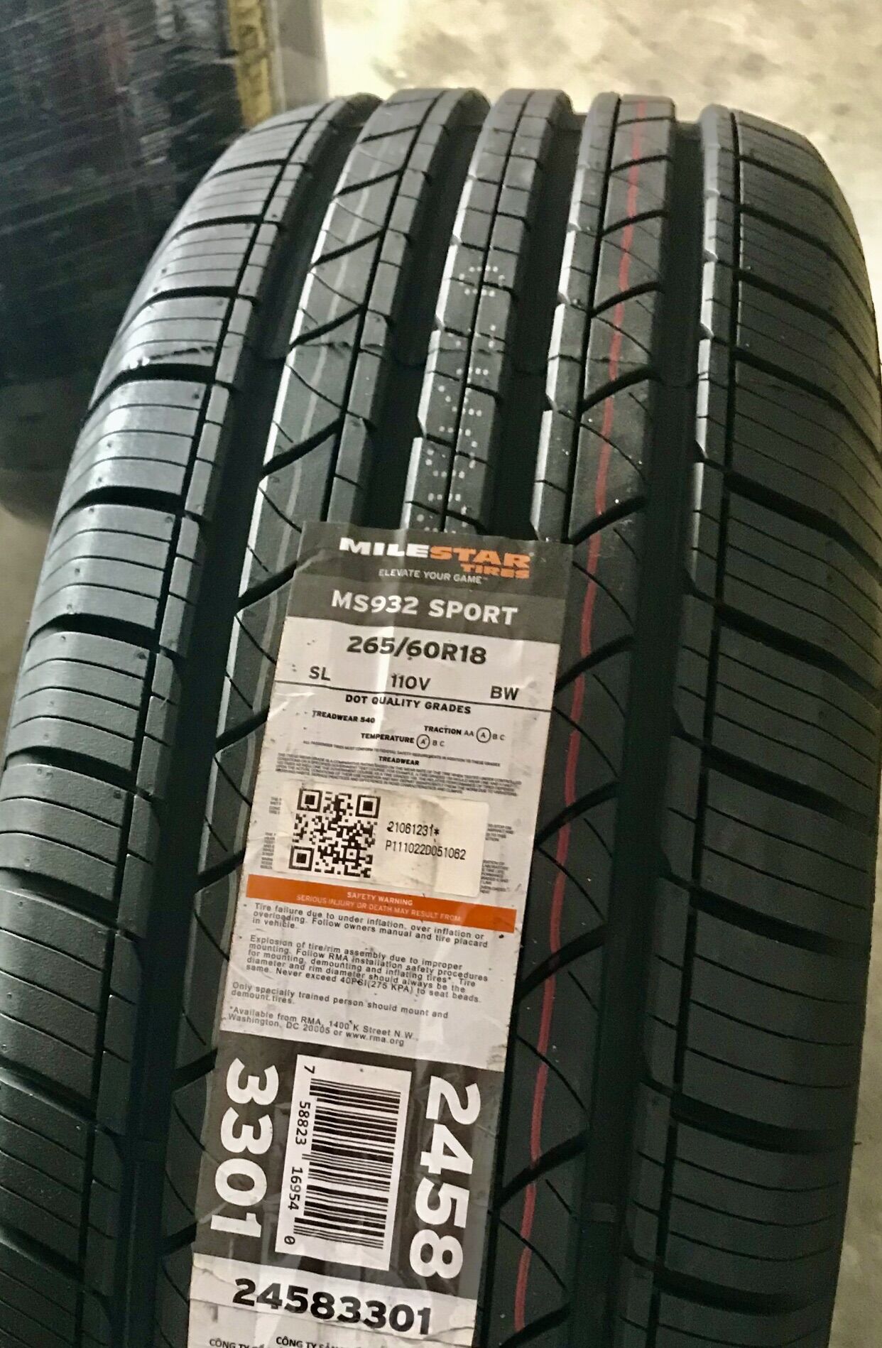 Lốp (vỏ) 265/60R18 110V: MILESTAR - Thương hiệu tiêu chuẩn Mỹ. Chuyên lắp xe LAN CRUISER Parado, PAJERO Sport, TRAIBLAZER, ISUZU MUX, FORD RANGER LỐP CHẤT LƯỢNG CAO Chạy cực êm giá lại mềm.