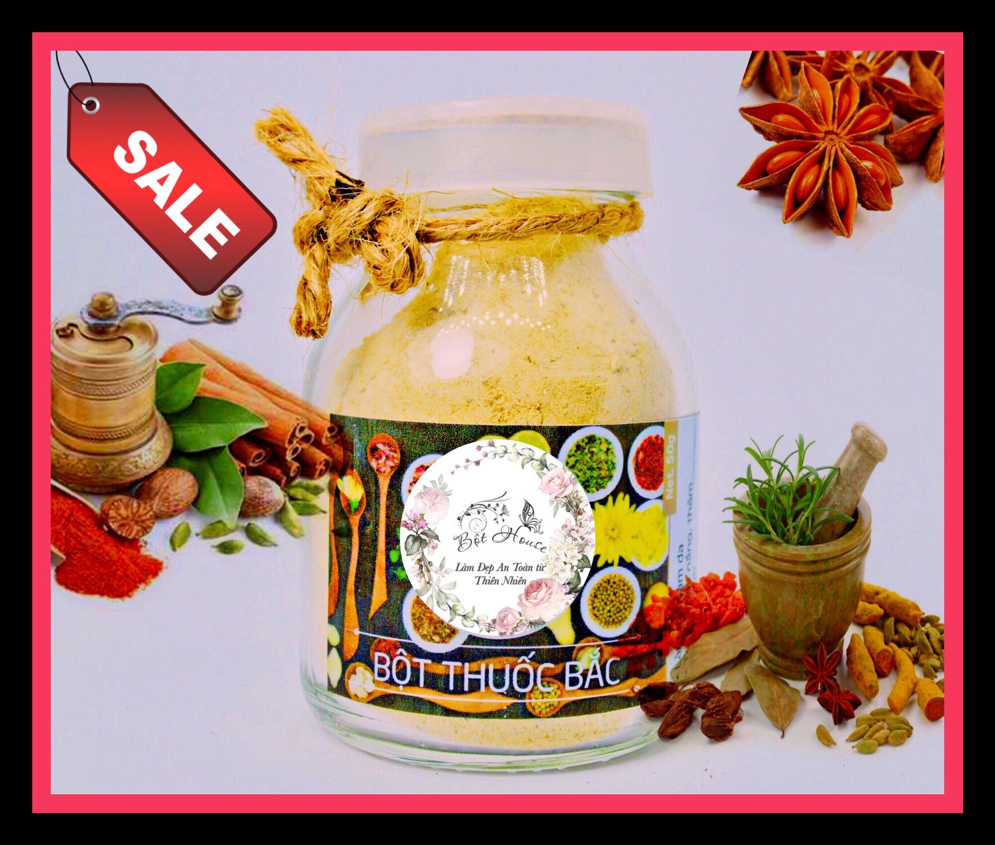 50gr bột thuoc bắc ủ da hết mụn/tìm lại làn da sánh mịn