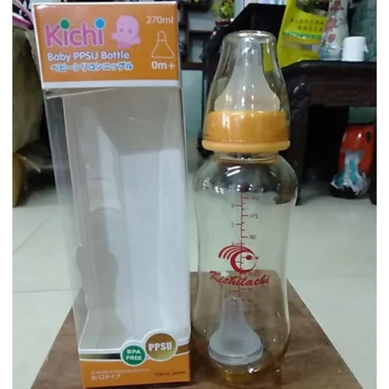 Bình sữa kichilachi loại 270ml cổ hẹp núm ti mềm[tặng kèm 1 núm]