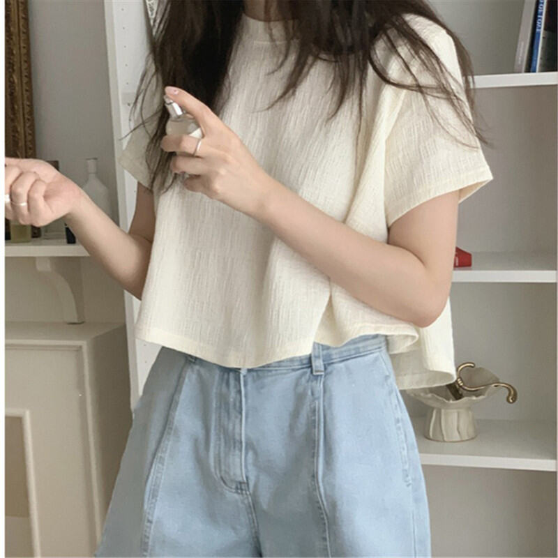 Áo Phông Cộc Tay Màu Trơn Áo Mẫu Ngắn Cảm Giác Thiết Kế Kiểu Tây Thời Trang Tay Lửng Học Sinh Dễ Phối Rộng Rãi Xuân Hè Cho Nữ Instagram Sành Điệu | Áo Phông Cộc Tay Màu Trơn Áo Mẫu Ngắn Cảm Giác Thiết Kế Kiểu Tây Thời Trang Tay Lửng Học Sinh Dễ Phối Rộng Rãi Xuân Hè Cho Nữ Instagram Sành Điệu |