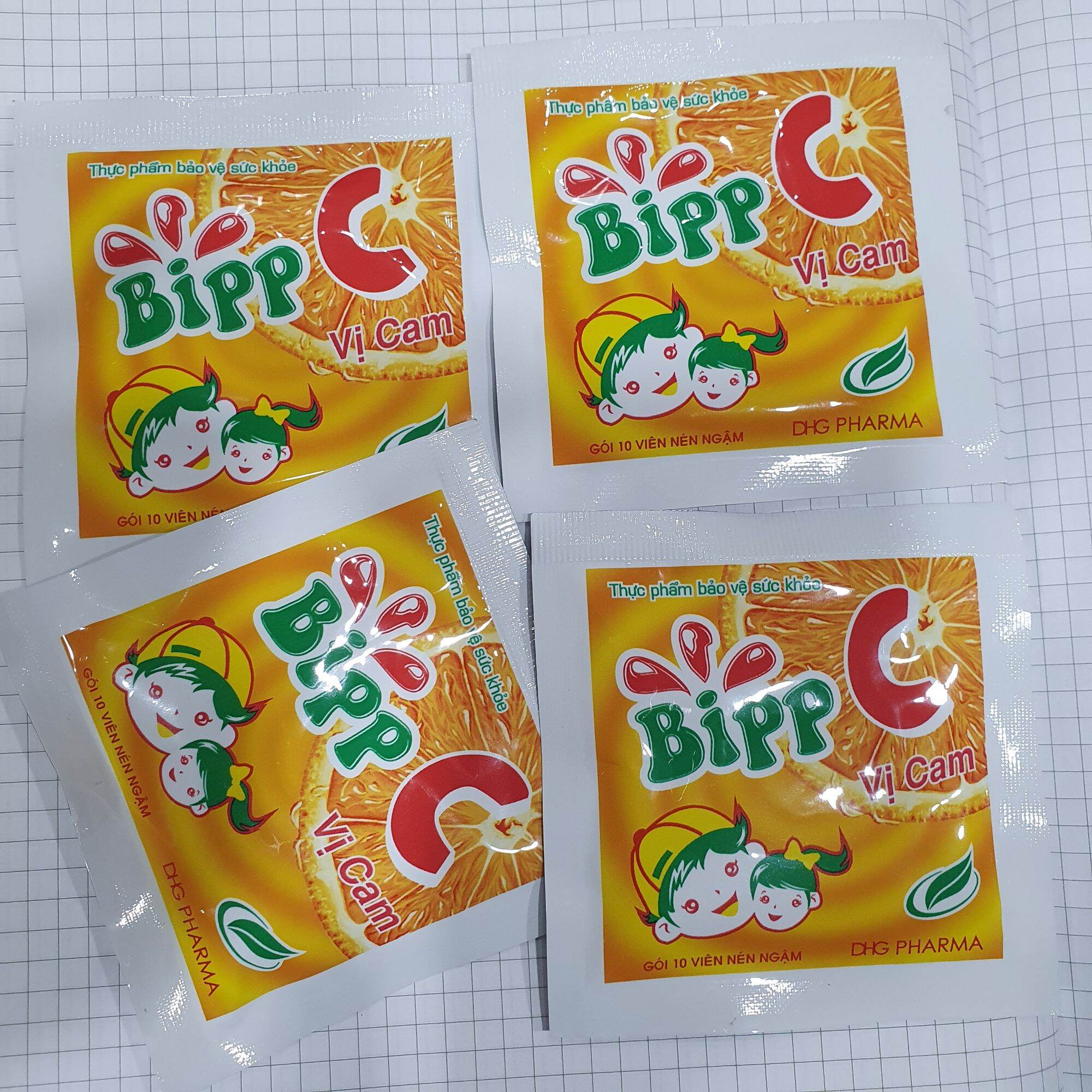 Kẹo vita c vị cam, gói 10viên ngậm.