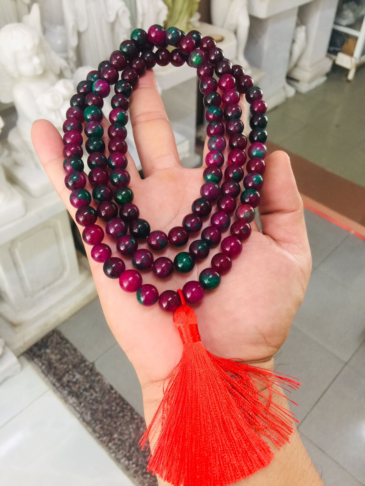 Chuỗi 108 hạt đá ruby phi bao đẹp hạt 10li