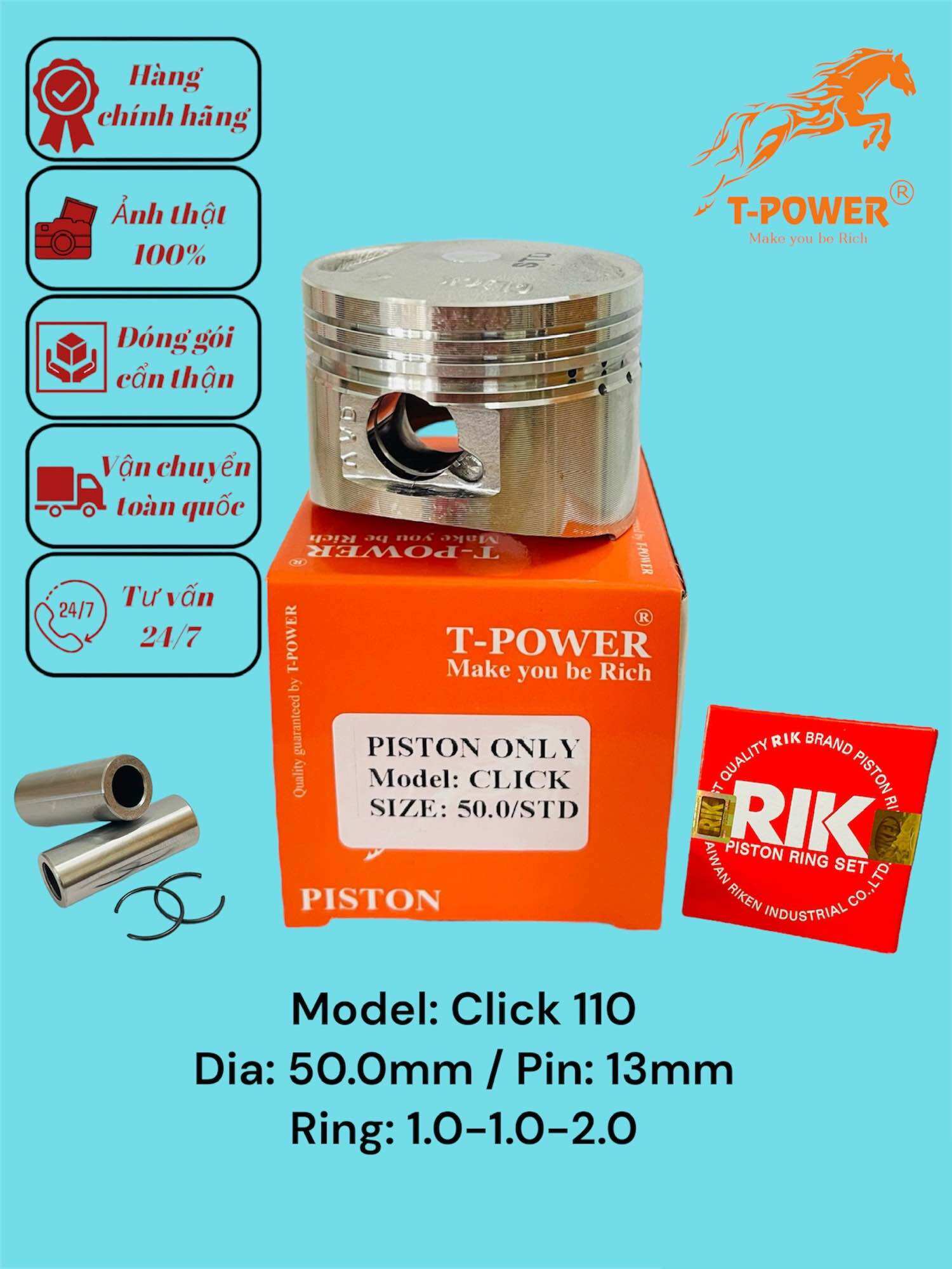 Bộ Piston xe máy Click 110cc