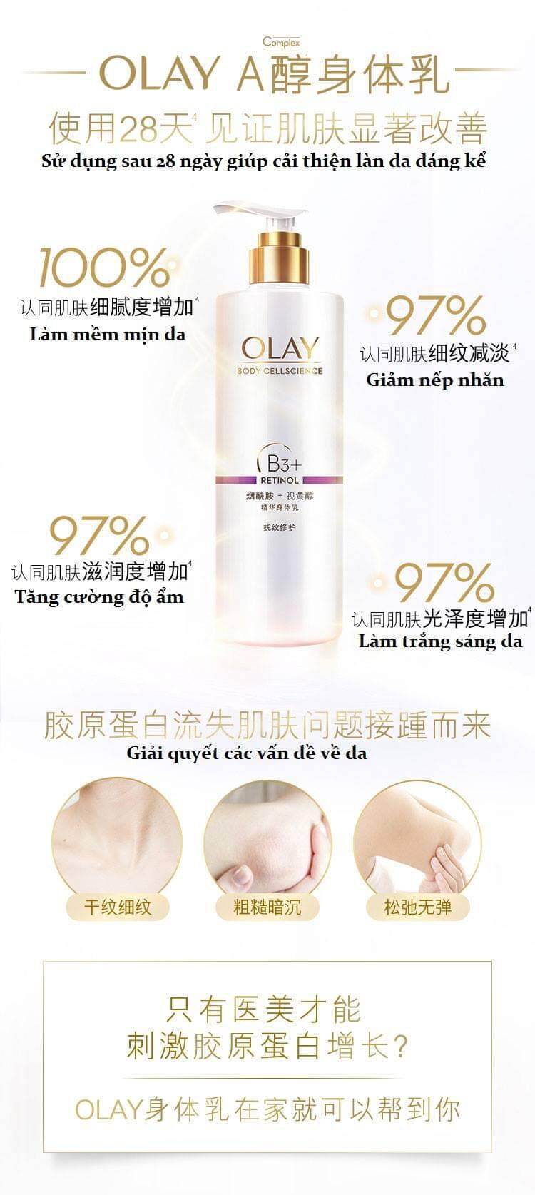 Sữa dưỡng thể trắng da Olay b3 retinol