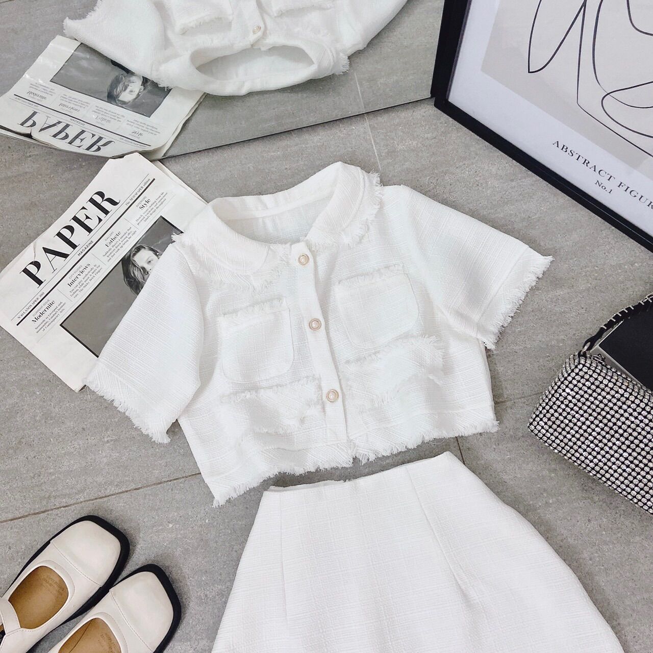 Set Váy áo croptop