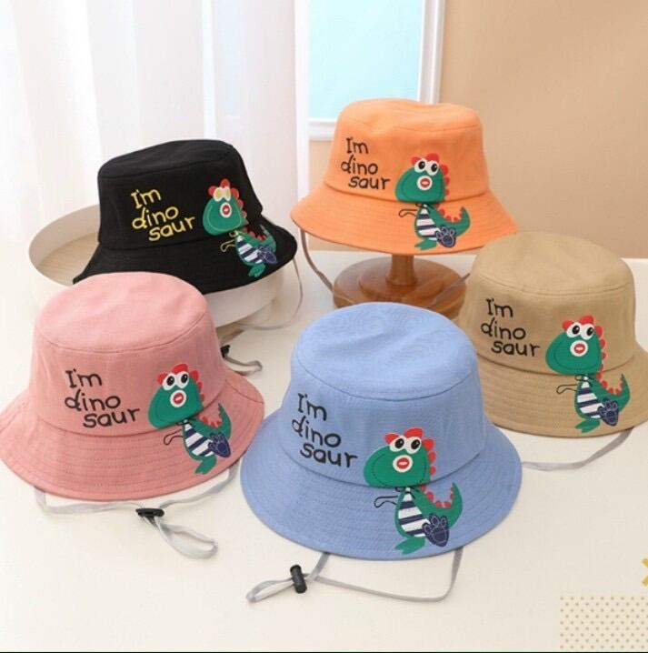 Mũ bo bucket - Nón Tai bèo phối dây khủng Long 🦖 xanh cute cho bé trai bé gái cute 1tuổi đến 5t