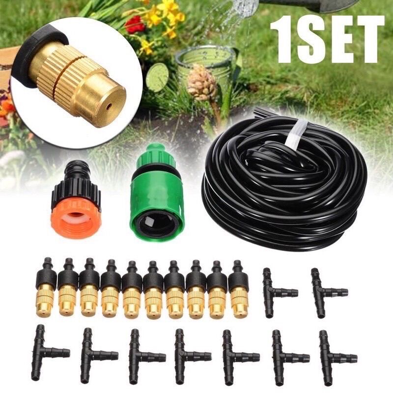 Bộ kit phun sương tưới cây 10/20 béc bằng đồng tưới lan, cây cảnh