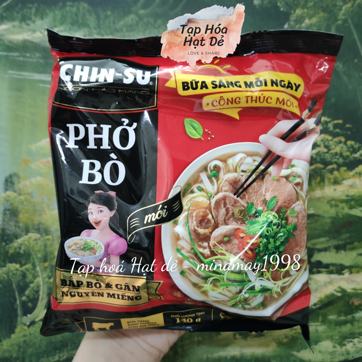 (Gói) Phở bò /Miến gà / Hủ tiếu hải sản / Phở Thìn bờ hồ / Hủ tiếu hải sản CHINSU (có thịt) (Bộ bữa 