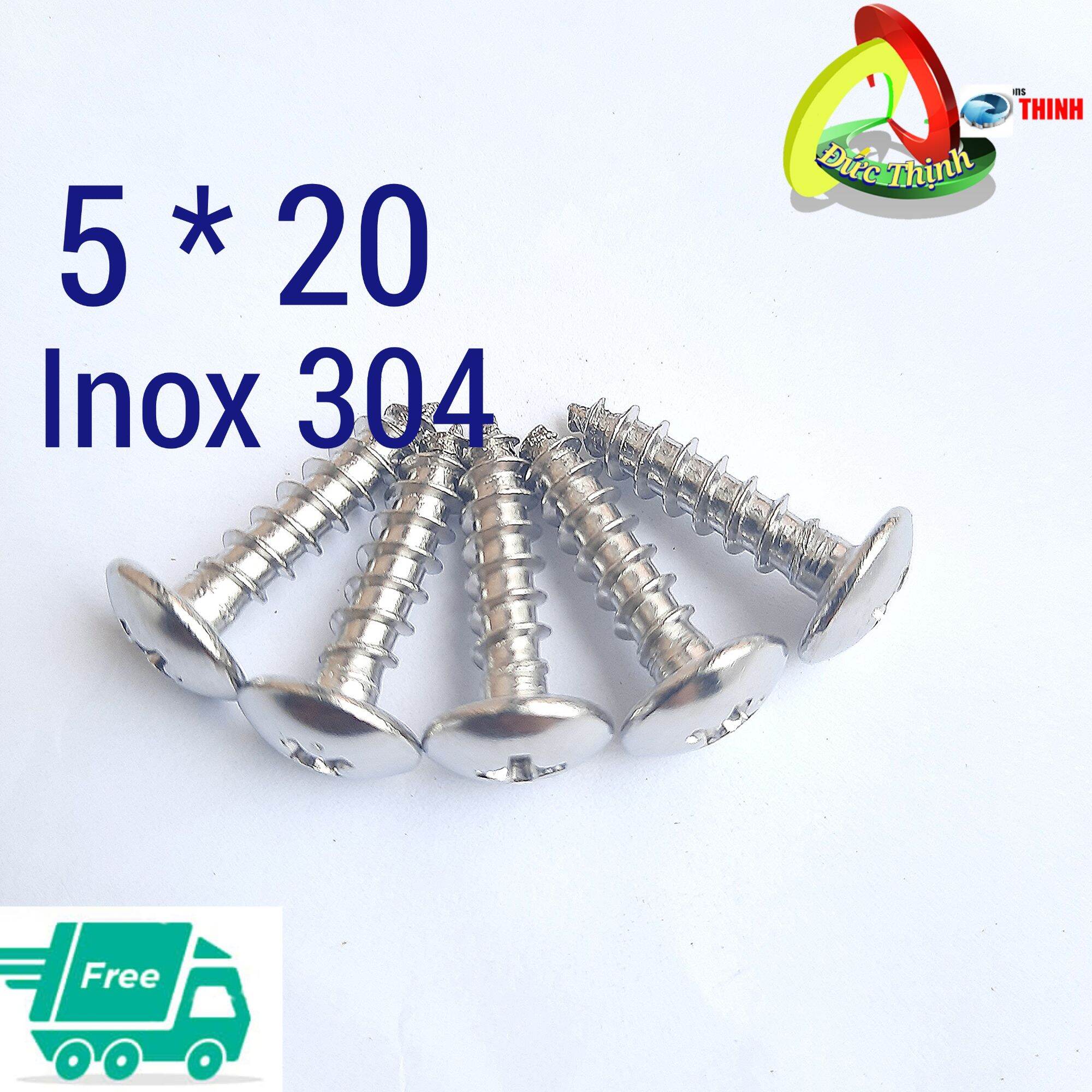 20 con vít 5*20 [ INOX 304 cao cấp  đầu dù ren thưa ] Có thể chọn mua 20 ,50 con hoặc 100 con sẽ rẻ hơn