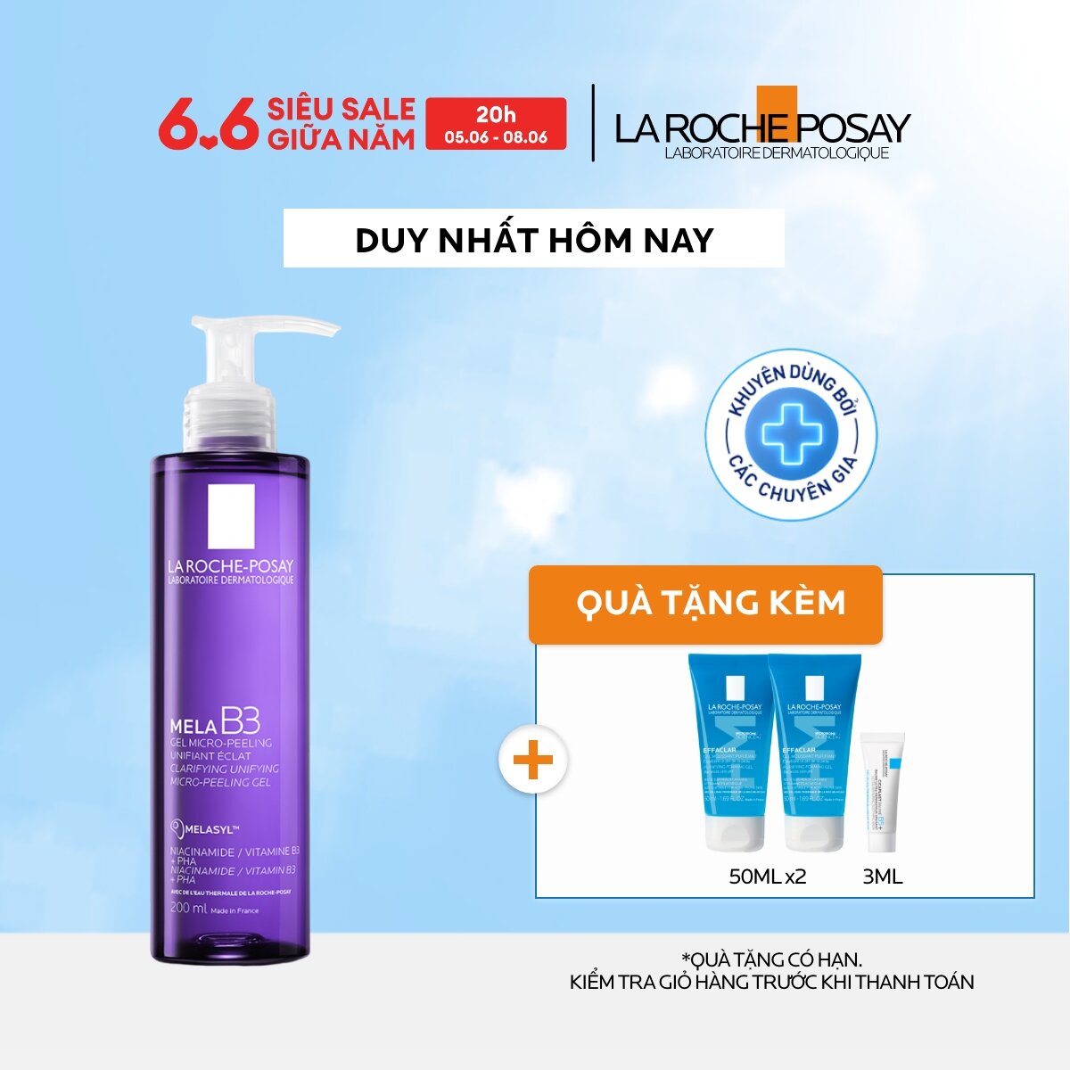 Sữa rửa mặt mờ thâm sáng da La Roche-Posay Mela B3 Clarifying Micro-Peeling Gel 200ml