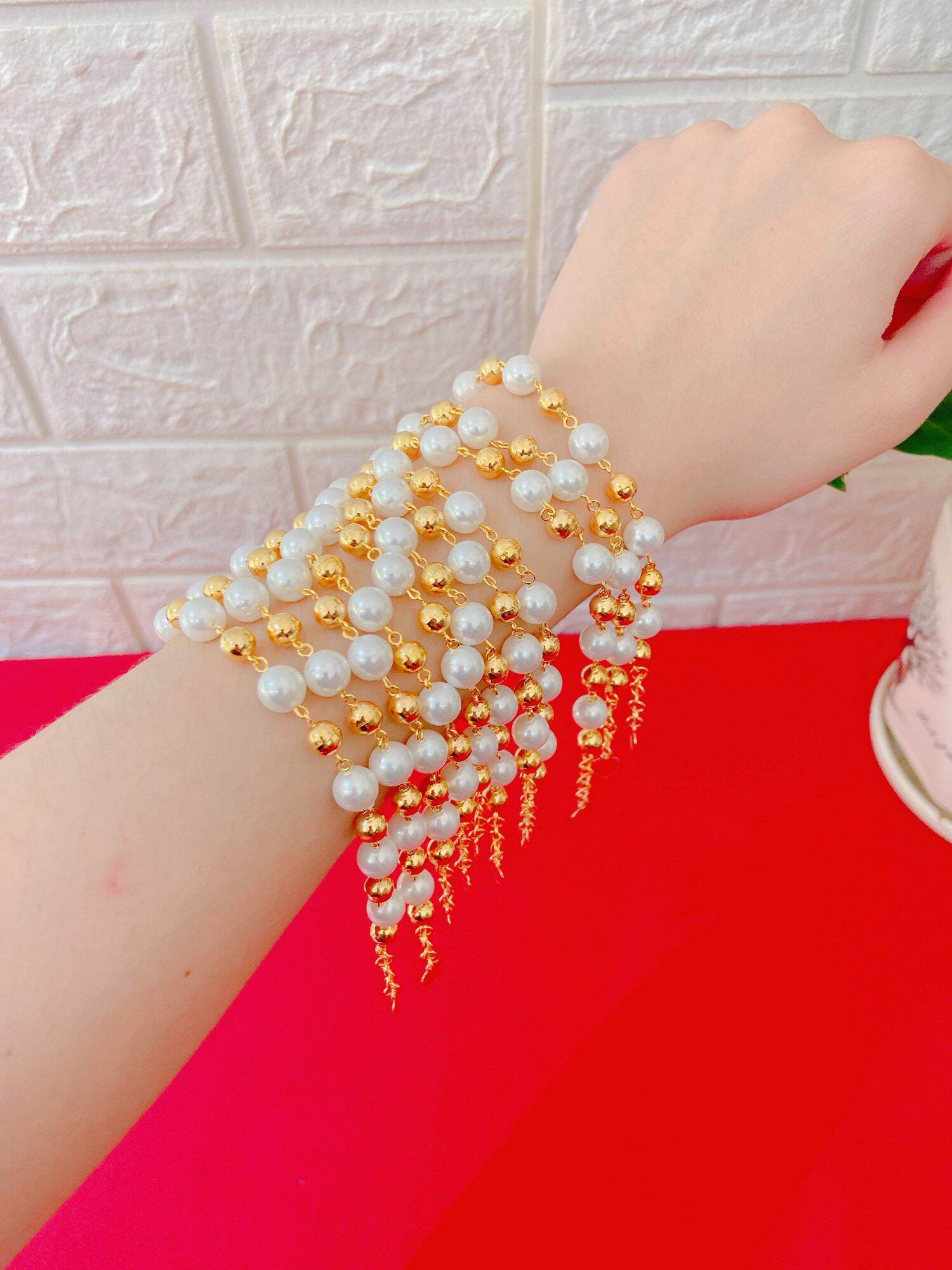 Lắc tay ngọc trai phối vàng nữ