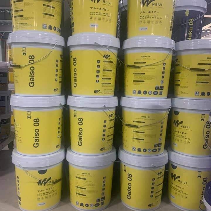 Combo sơn chậu cảnh meiji 1 lít sơn đỏ, 1 lít sơn màu đen và 1 bộ bút vẽ 12 cây