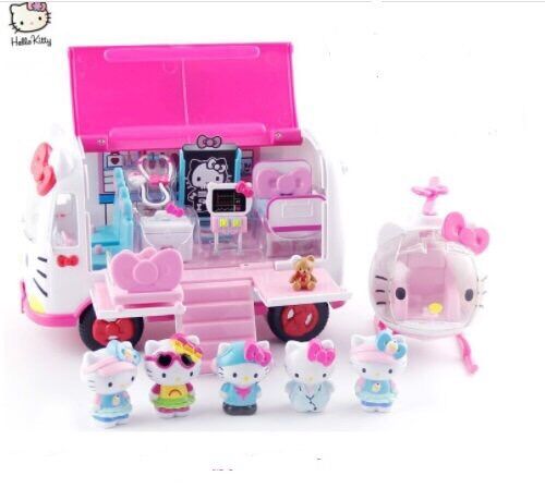 Set Hello Kitty xe bus và máy bay trực thăng