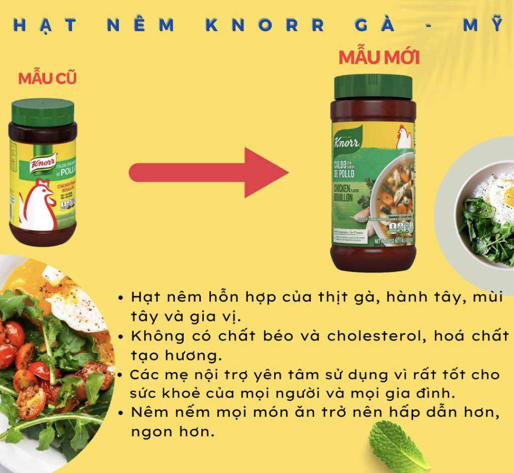 [Mẫu mới - DATE 2025] Bột nêm Knorr Gà của Mỹ 1.14kg