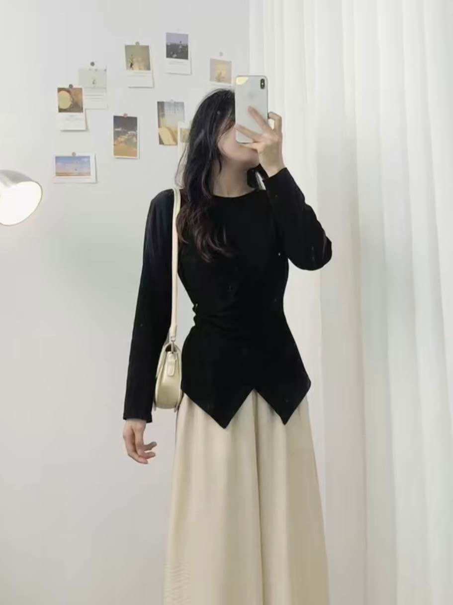 Áo thun dài tay chéo vạt