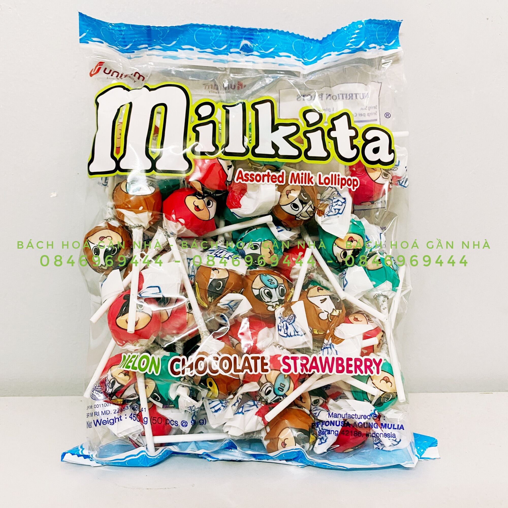 Kẹo sữa vị hỗn hợp hiệu Milkita bịch 450g (50 que x 9g) thumbnail