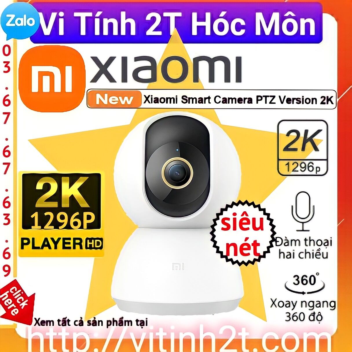 Camera ip 360 độ 2k xiaomi mi home