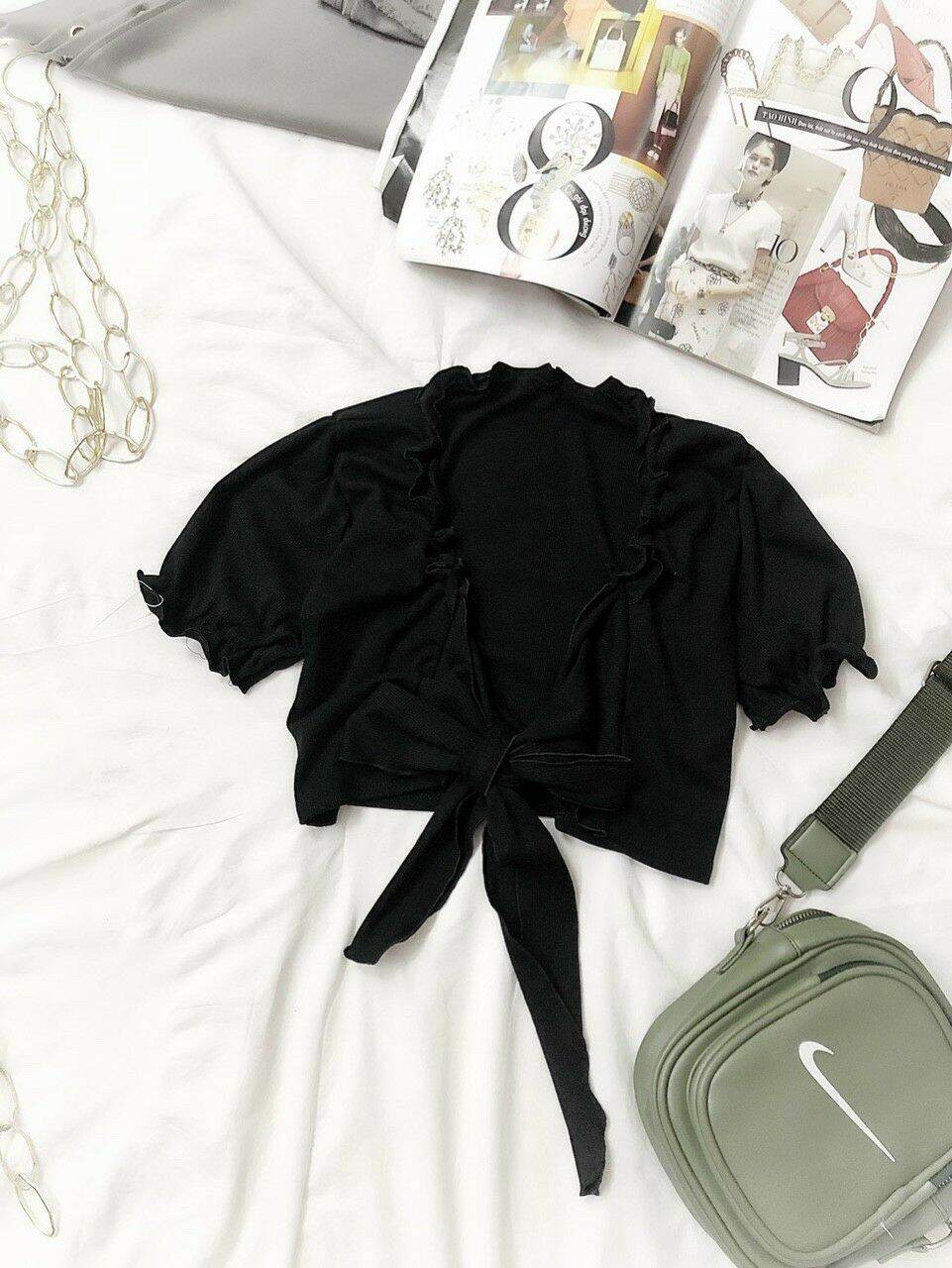ÁO KIỂU CROPTOP BUỘC NƠ TRƯỚC NGỰC