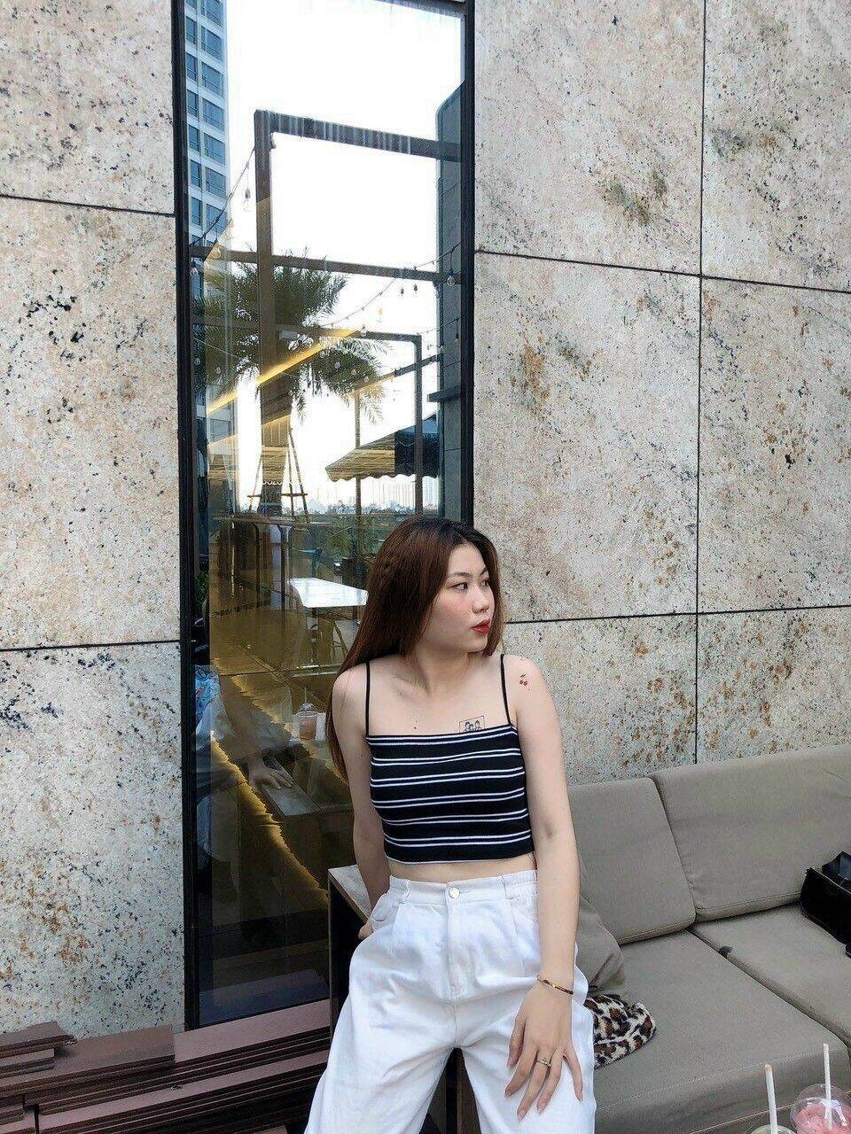 Áo thun cổ sơ mi viền màu áo croptop đính dây form 45kg