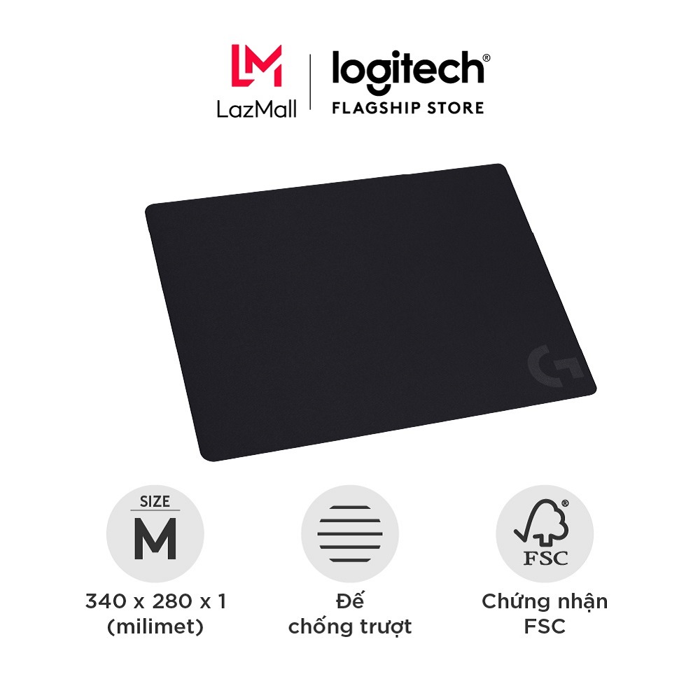 Bàn di chuột game Logitech G240 (Size L) - Bề mặt vải tối ưu chơi game ma sát chống trượt kích thước