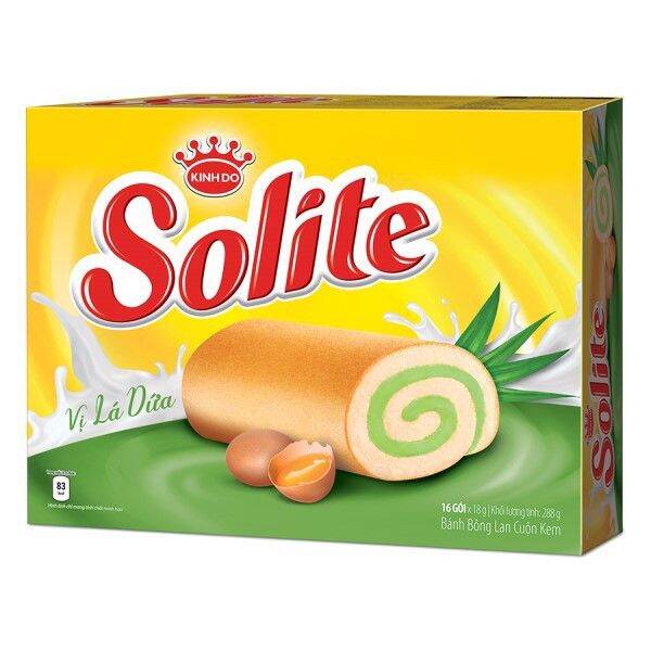 BÁNH KEM CUỘN LÁ DỨA SOLITE ÍT ĐƯỜNG - HỘP 288G