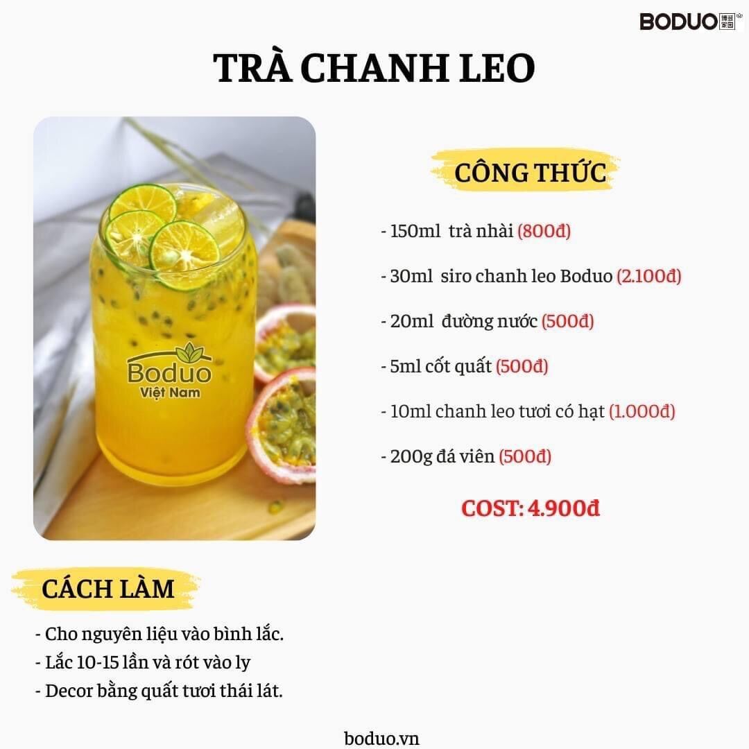 Siro chanh leo Boduo chai 2L (2,5kg)