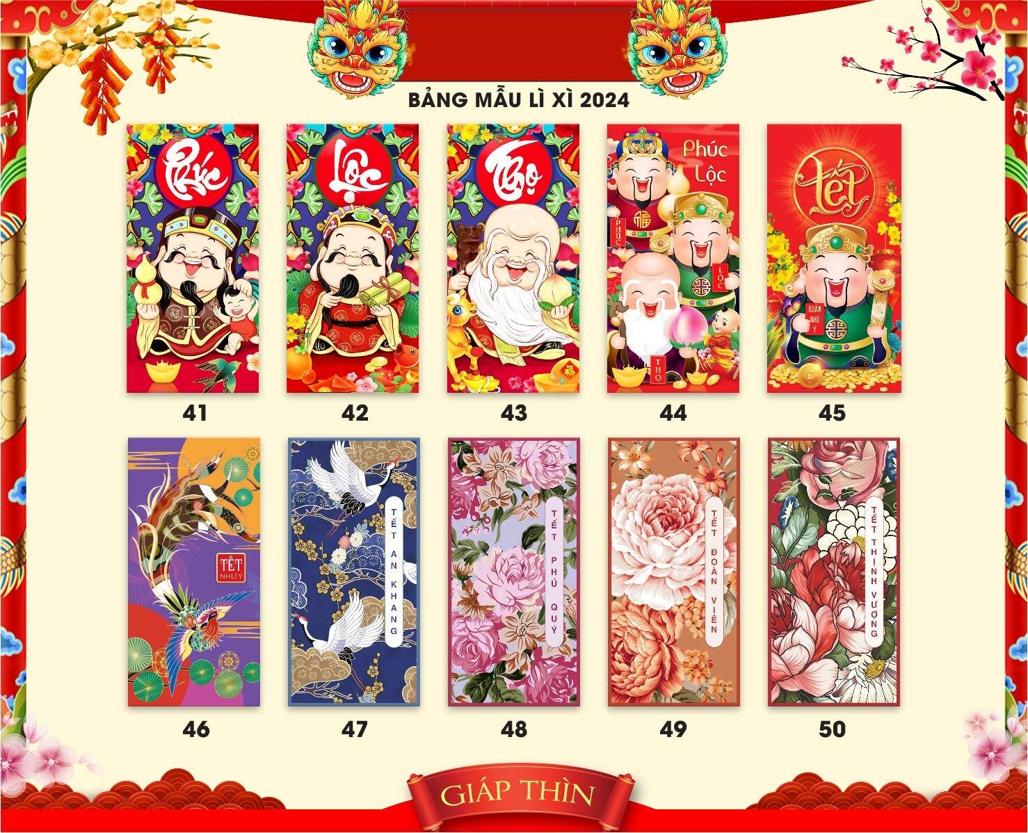 [combo 100 cái] BAO LÌ XÌ MẪU MỚ GIÁ SỈ