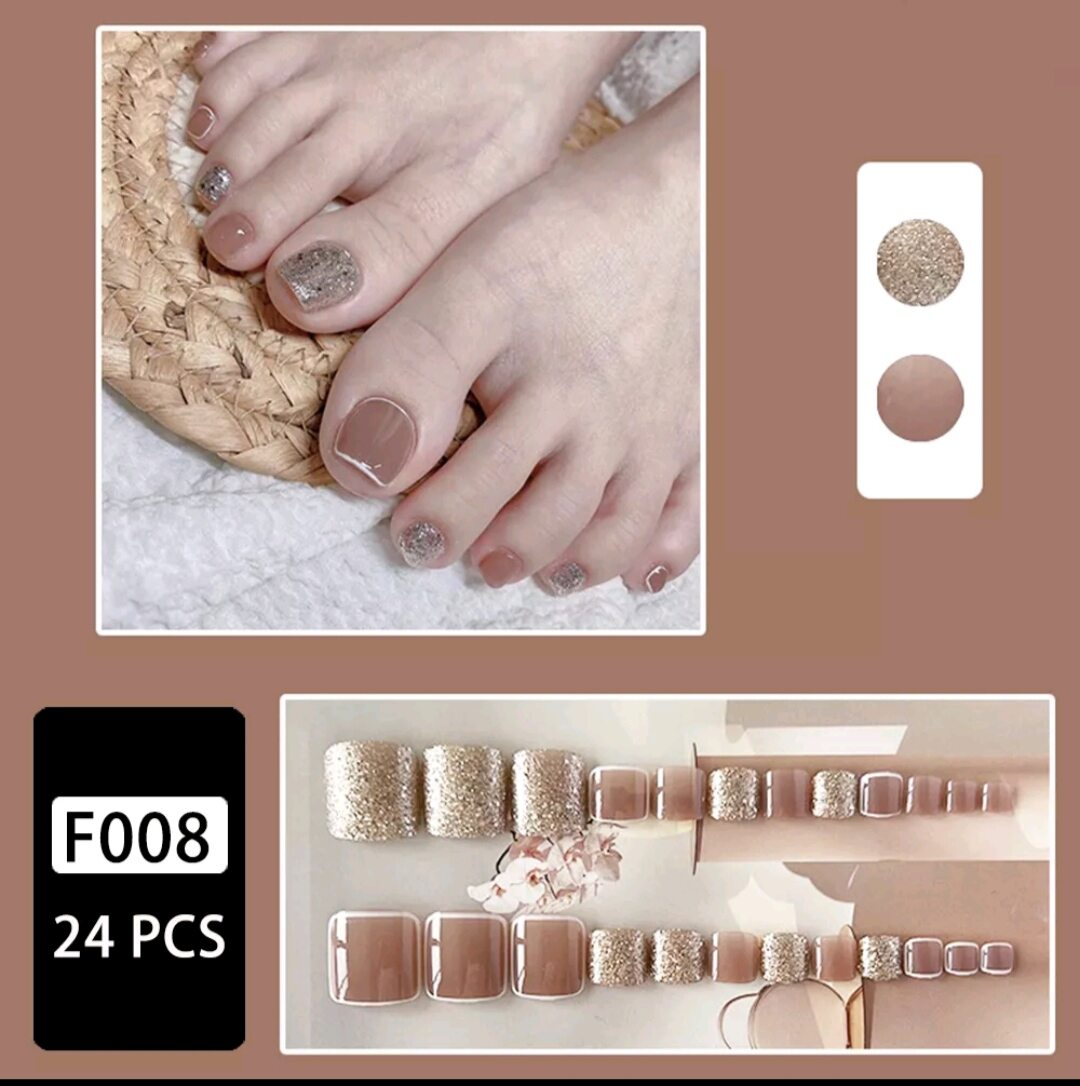Bộ 24 móng chân giả tặng kèm 2 miếng dán móng