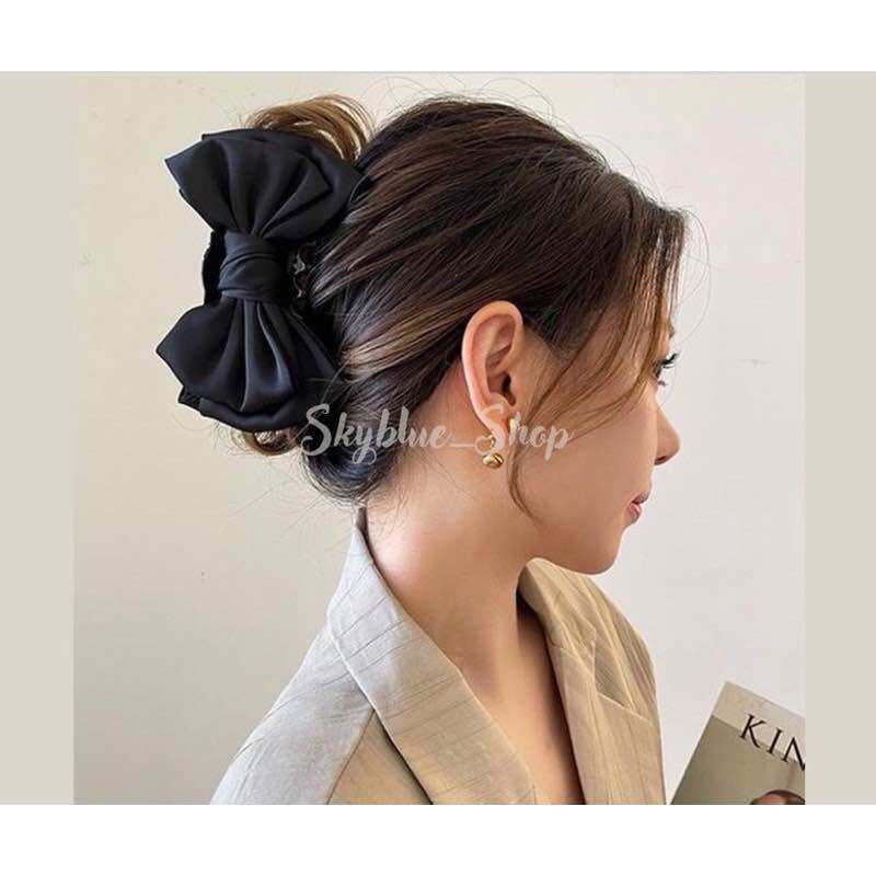 Kẹp tóc nơ lớn cho nữ 3 màu lựa chọn ( Đen, Đỏ, Trắng kem )