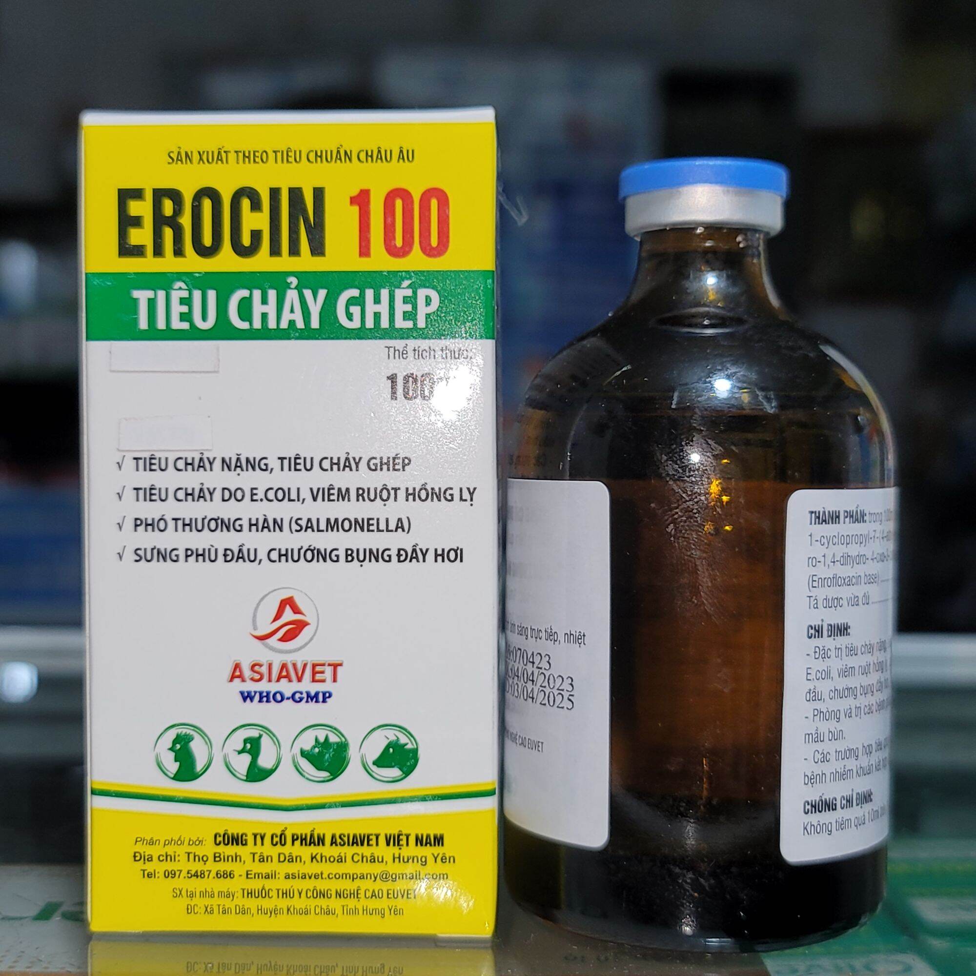 Chai erocin 100 tiêu chảy ghép, chướng bụng đầy hơi cho thú cưng