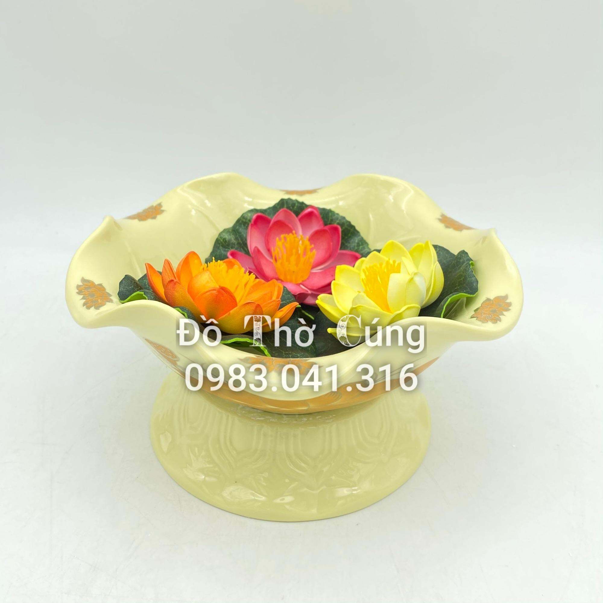 Bát thả hoa màu ngà , bát tụ lộc ( mua bát tặng đế)