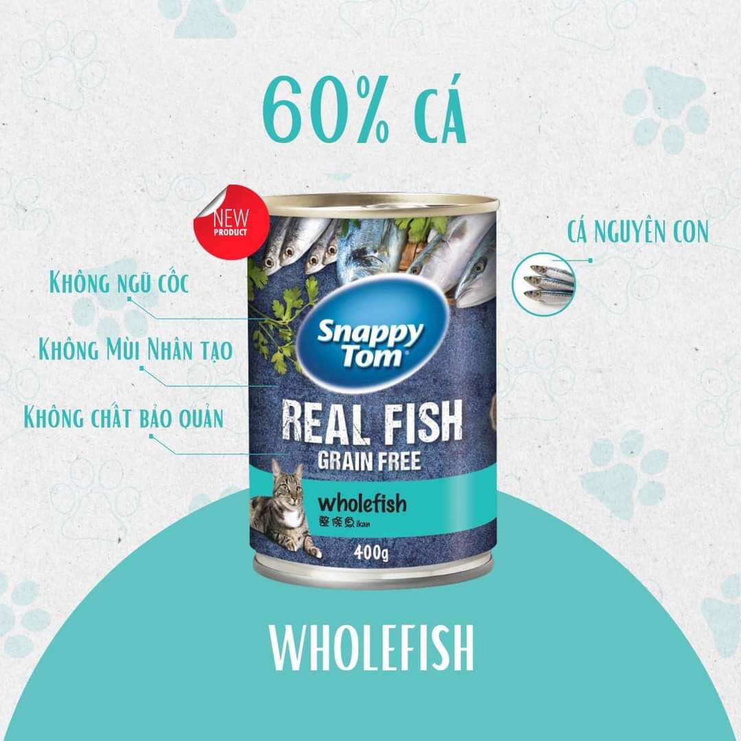 Pate lon SnappyTom Real Fish - Siêu nhiều cá 400g