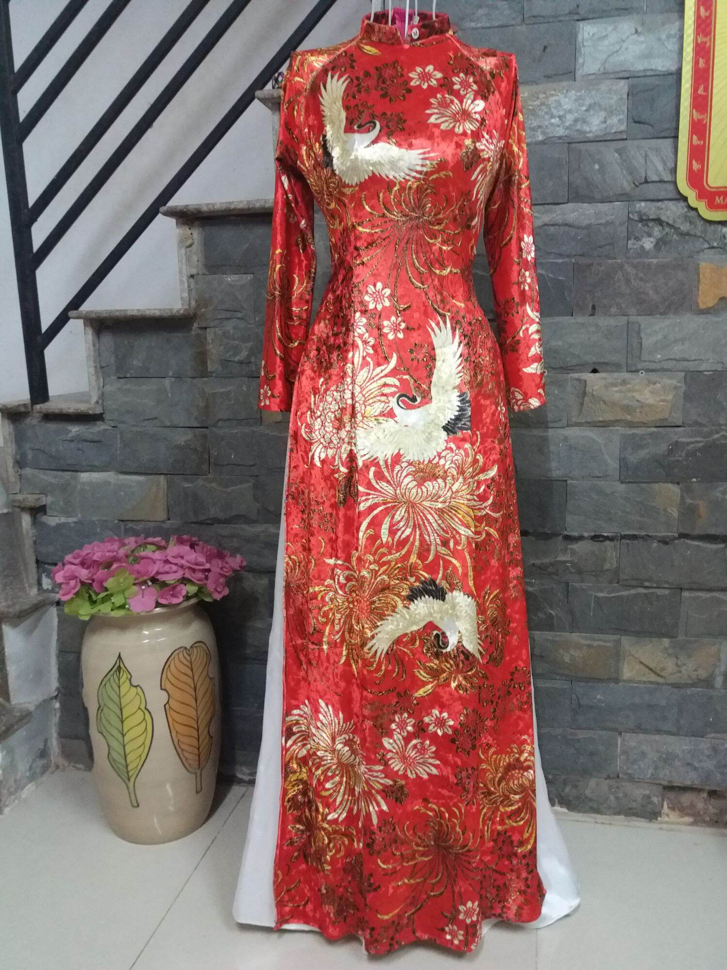 Áo dài nhung cao cấp